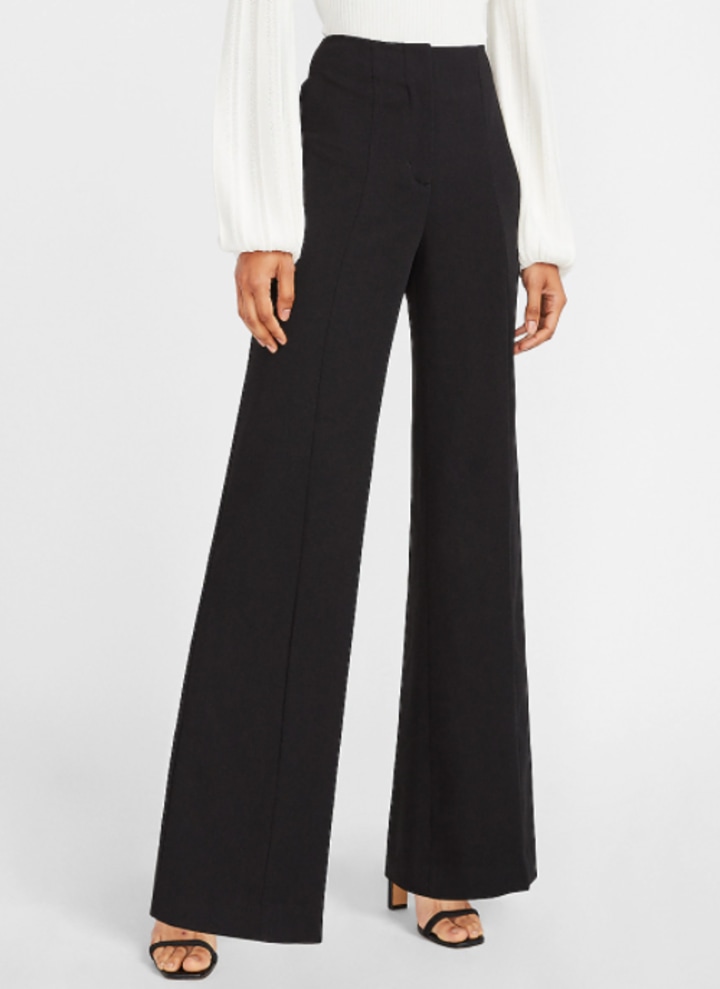 High-Waisted Seamed Front Wide Leg Pant