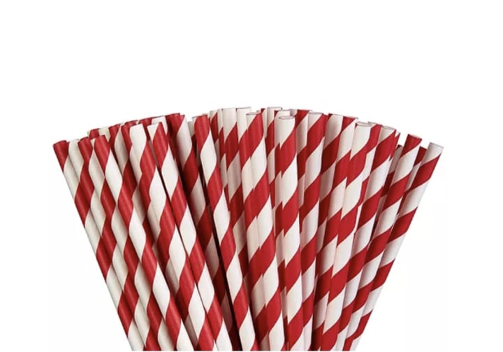 Red Striped Paper Straws 80ct