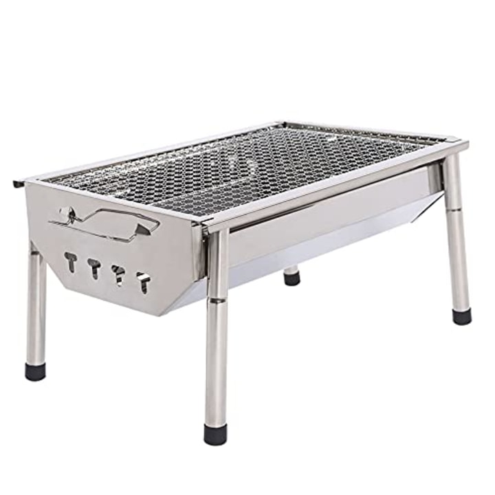 Charcoal Grill Barbecue Portable BBQ - Stainless Steel Folding BBQ Kabab grill Camping Grill Tabletop Grill Hibachi Grill for Shish Kabob Portable Camping Cooking Small Grill