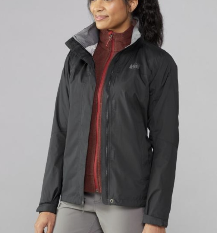 Women's Fall Spring Winter Black hood raincoat jacket Water-Resistant plus1X2X3X 