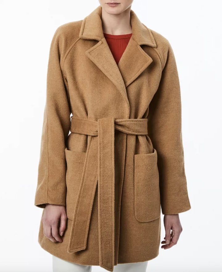 Collection B Single-Breasted Belted Wrap Coat