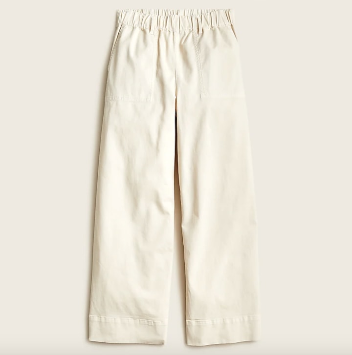 Pull-on wide-leg chino pant