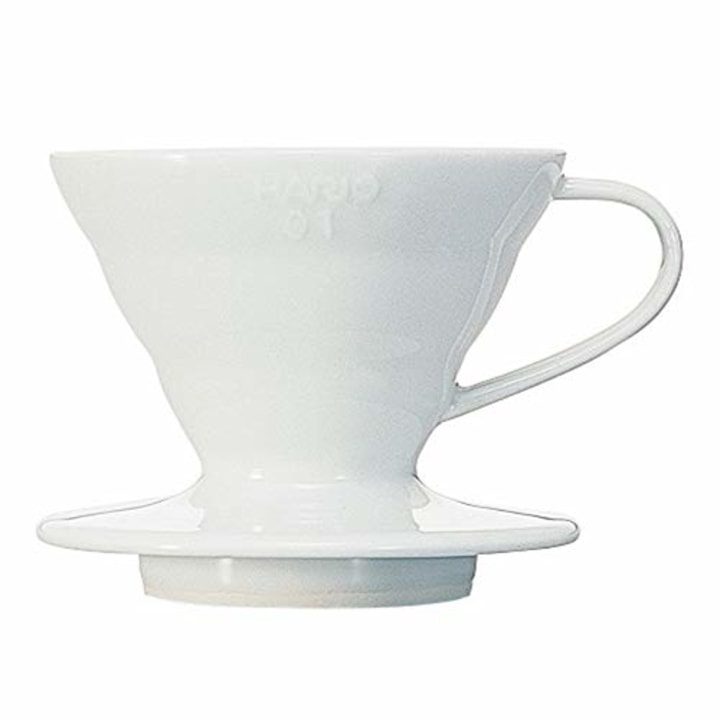 Hario V60 Ceramic Coffee Dripper, Size 01, White