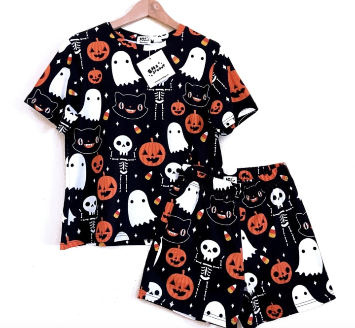 Em & Sprout Halloween Shorts and Top Pajama Set