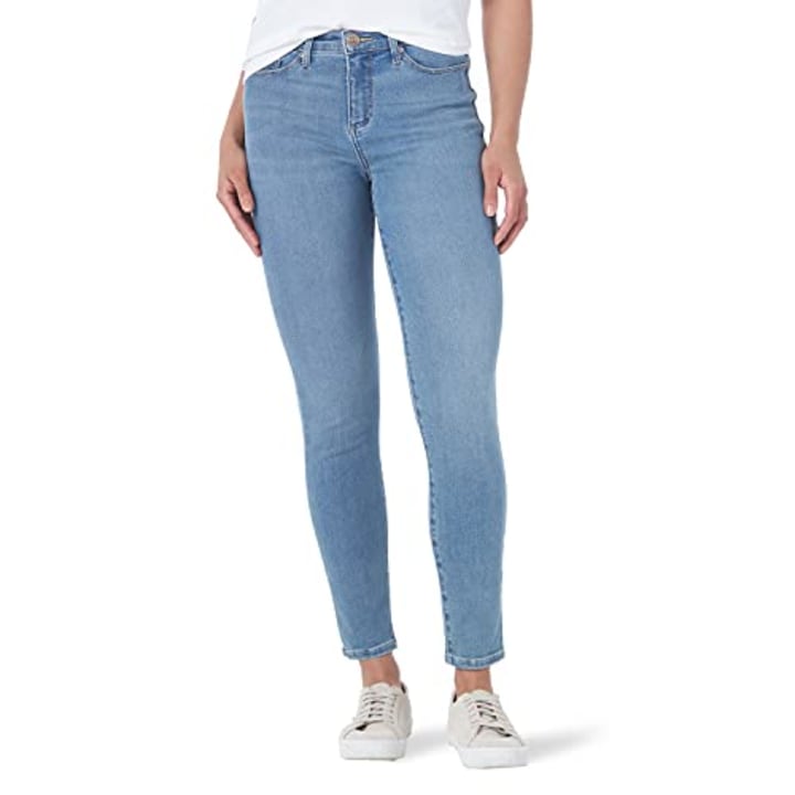 Amazon Moda Donna Abbigliamento Pantaloni e jeans Jeans Jeans skinny Skinny Rise Jeans Mid Blue 30W / 32L 