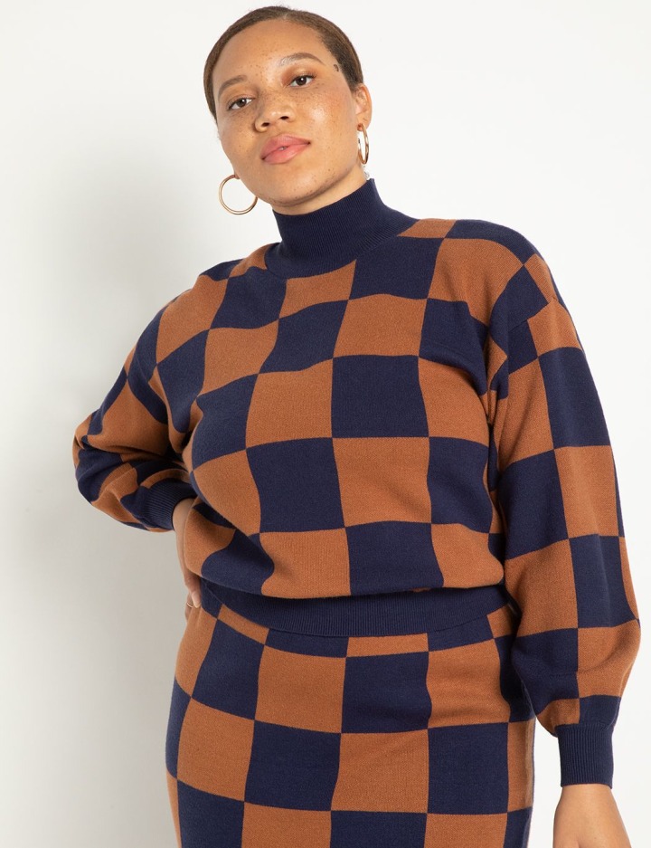 Intarsia Checkerboard Sweater