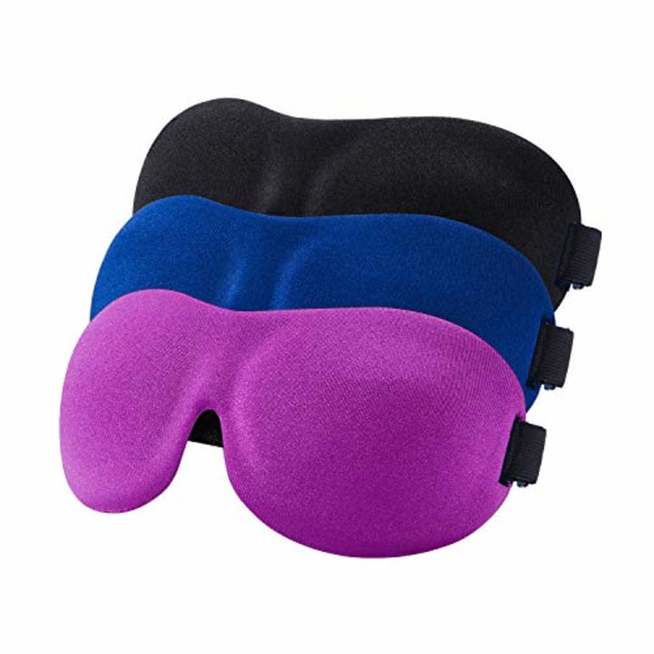 Amint Super Smooth Colorfast Silk Sleep Mask Eye Mask for Sleeping with Soundproof Ear Plugs,7.9*3.5 