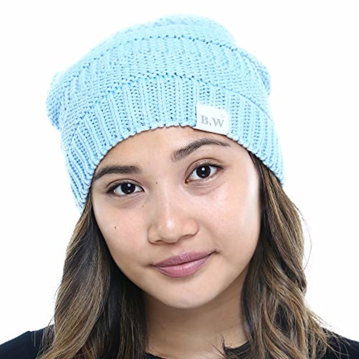 Girls Satin Lined Slouchy Beanie Cap with Premium Elastic Band 