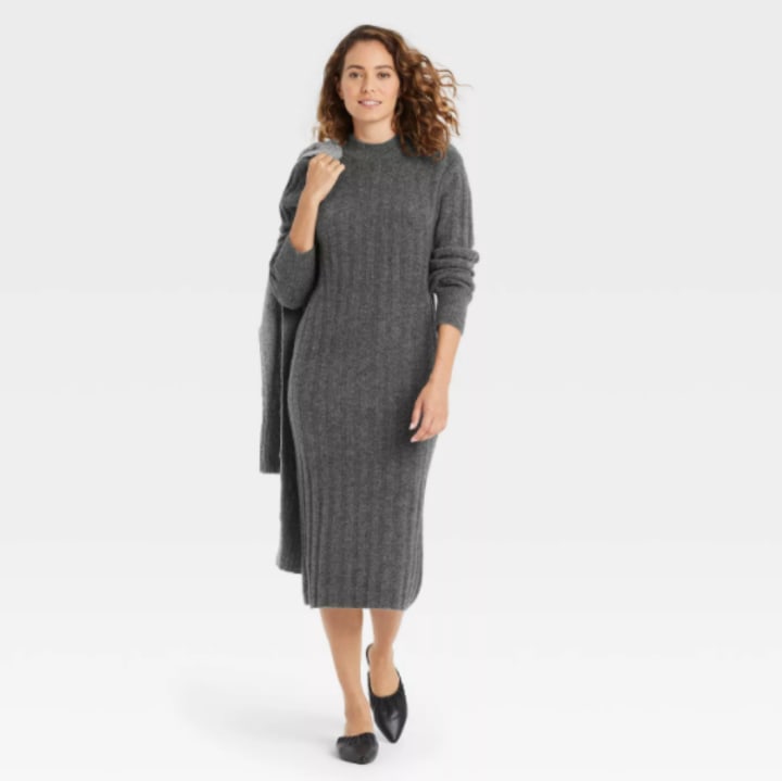 A New Day Long Sleeve Ribbed Knit Sweater Dress