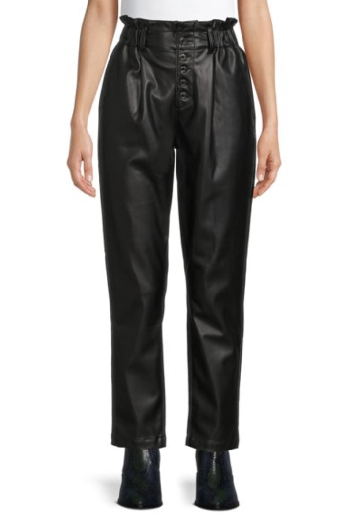 Time and Tru Faux-Leather Paperbag Pant