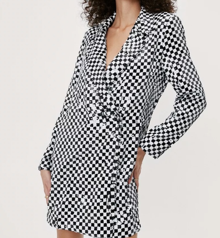 Nasty Gal Checkerboard Sequin Blazer Dress
