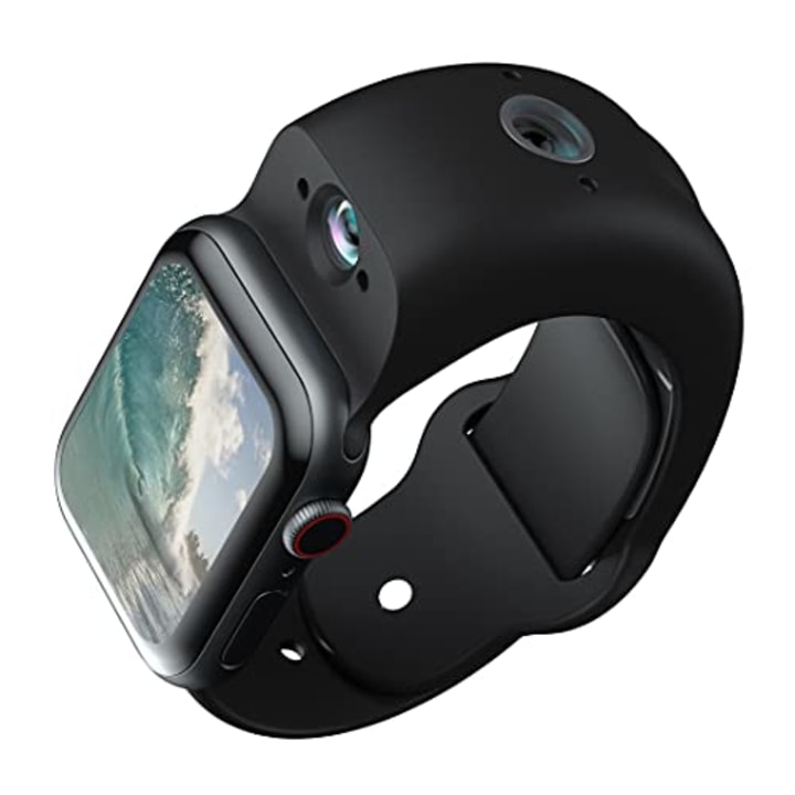Wristcam, Apple MFi-Certified Modular Camera Smartband for Apple Watch, 42mm-44mm, Black, 8MP + 2MP Cameras, 4K Photo, 1080p Video, 8GB Storage, WiFi, Bluetooth 5, IP68 Water Resistant