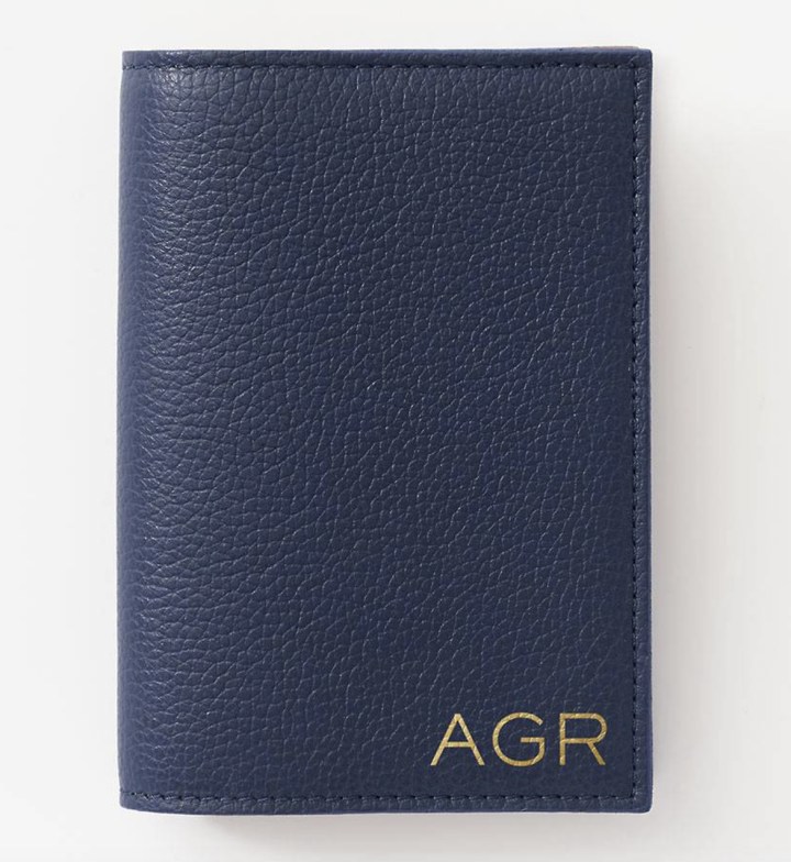 Paper Source Personalized Navy Leather Passport Holder