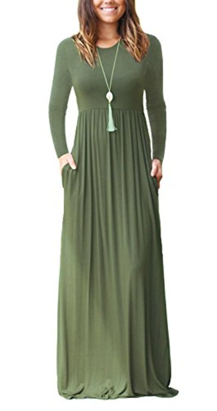 Auselily Long-Sleeve Maxi Dress with Pockets