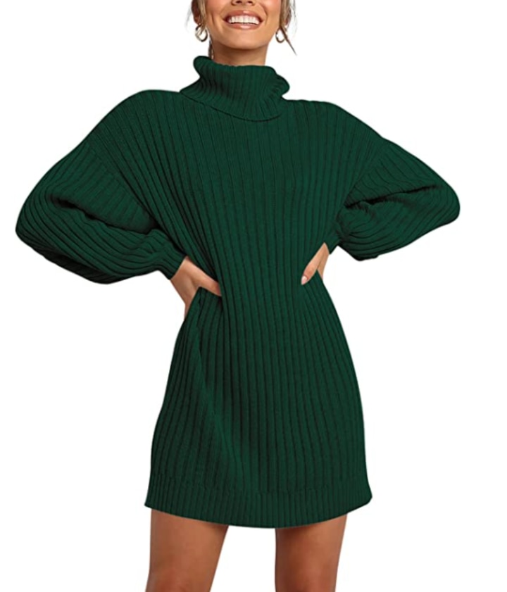 Anrabess Turtleneck Oversized Sweater Dress