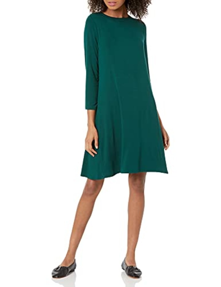Amazon Essentials 3/4 Sleeve Boatneck Swing Dress