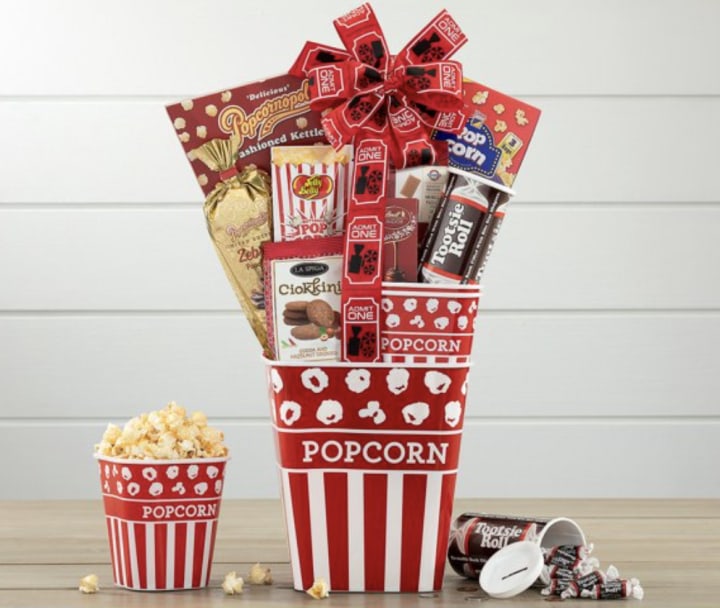 Family Movie Night Popcorn Gift Basket