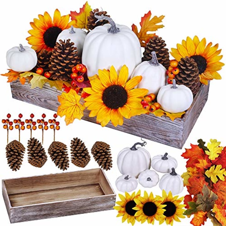 Winlyn Assorted Artificial White Pumpkins