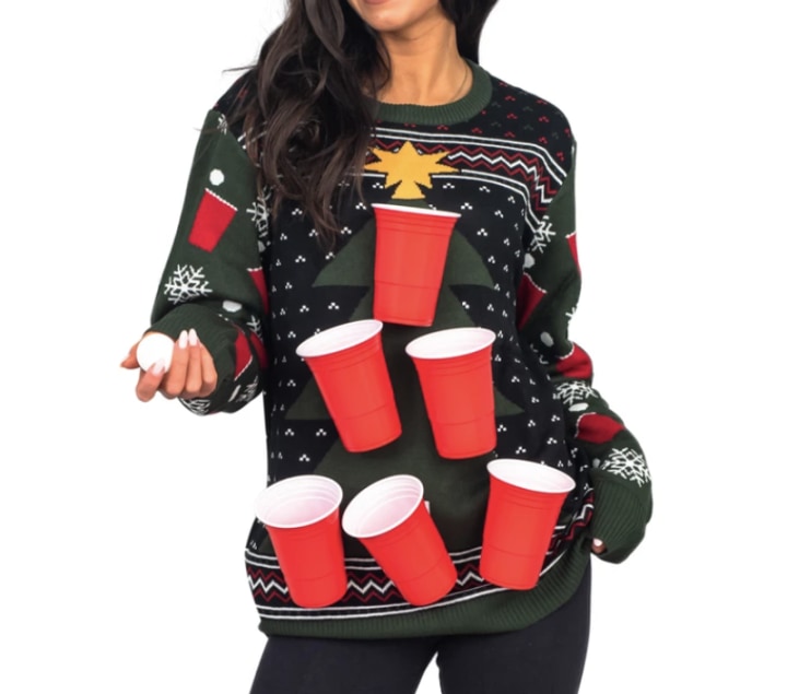 Beer Pong Ugly Christmas Sweater