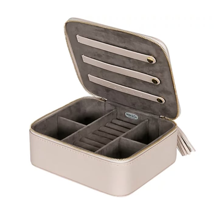 Shiloh Travel Jewelry Case in Tan Faux Leather