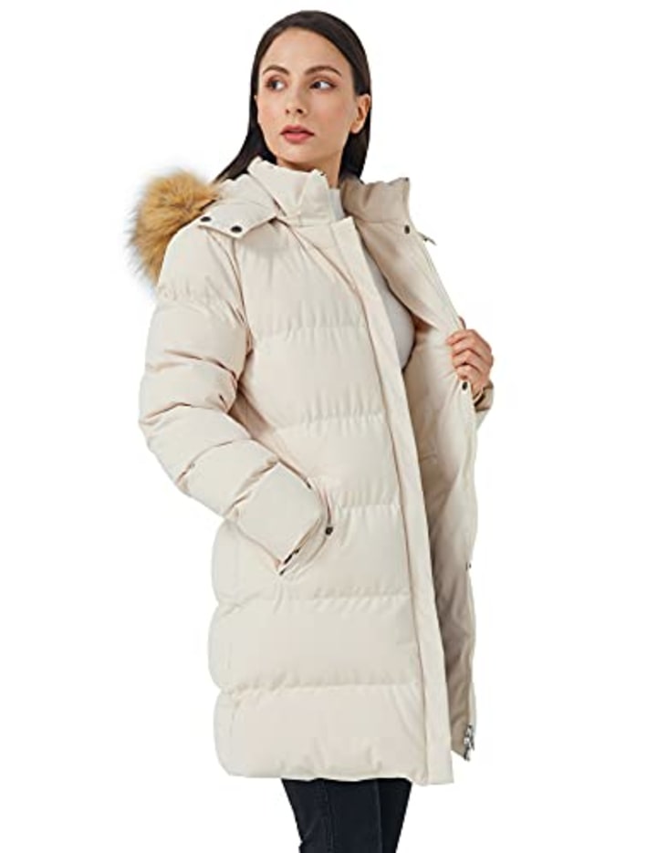 WenVen Puffer Coat with Fur Removable Hood