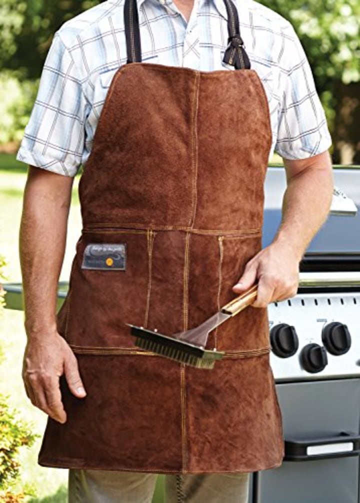 Outset F240 Leather Grill Apron, 0.25 x 26.5 x 29.75 inches, Brown Suede