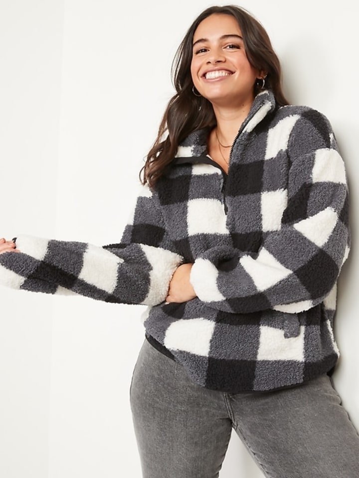 Cozy Sherpa Half-Zip Pullover Sweater for Women