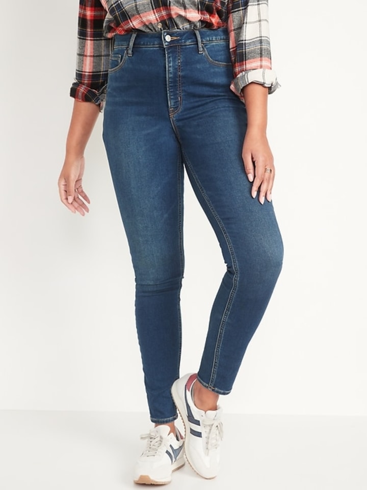 High-Waisted Built-In Warm Rockstar Super Skinny Jeans for Women