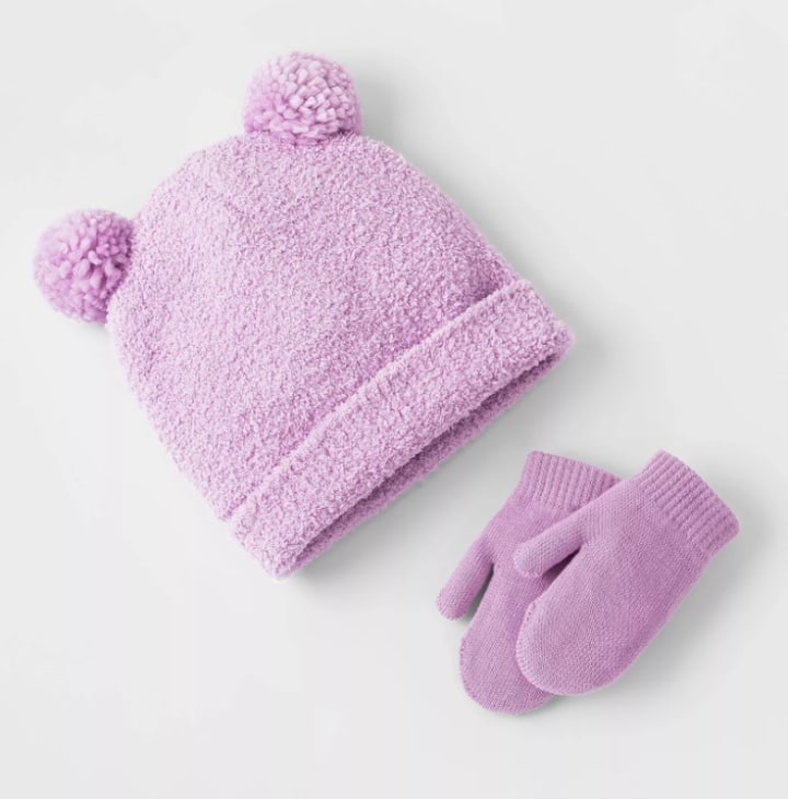 Cat & Jack Cozy Critter Beanie with Magic Mittens Set