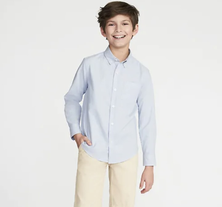 Lightweight Built-In Flex Oxford Uniform Shirt For Boys