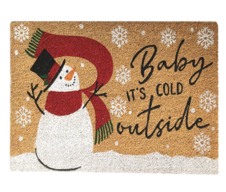 Elrene Snowman Baby It's Cold Outside Winter Coir Doormat