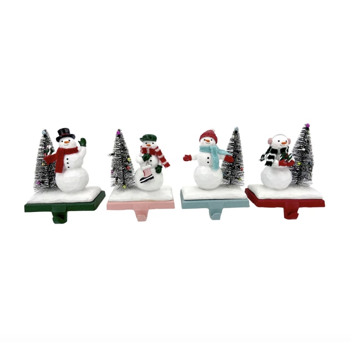 St. Nicholas Square Snowman Christmas Stocking Holder Set