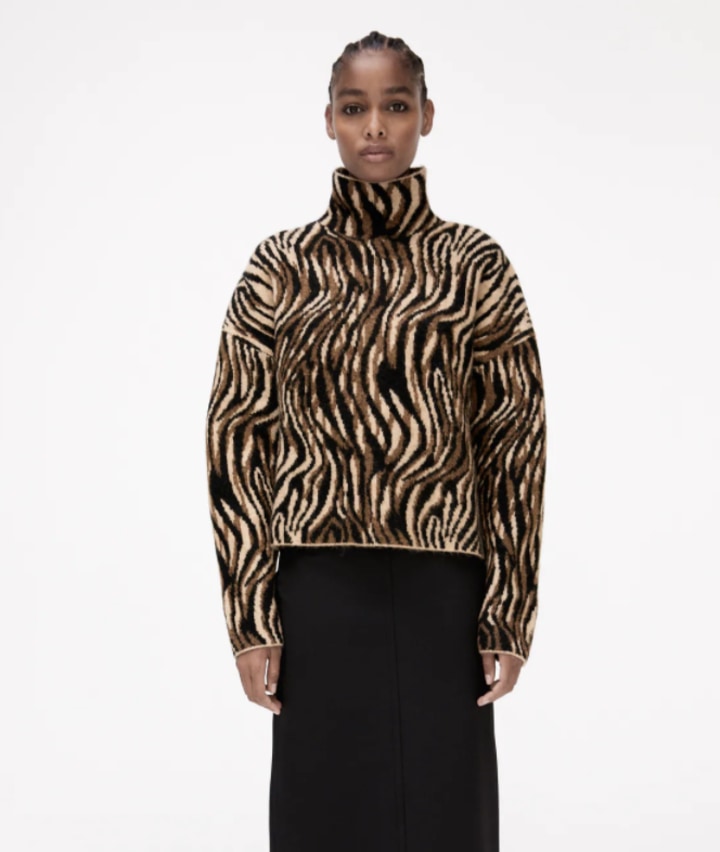 Zara Jacquard Knit Animal Pattern Sweater