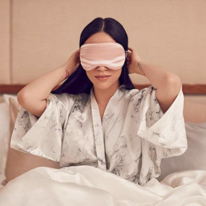 Slip Silk Sleep Mask, Pink (One Size) - 100% Pure Mulberry 22 Momme Silk Eye Mask - Comfortable Sleeping Mask with Elastic Band + Pure Silk Filler and Internal Liner