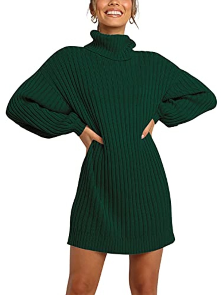 Anrabess Turtleneck Oversized Sweater Dress