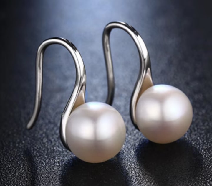 Real Silver Freshwater Pearl Drop Earrings