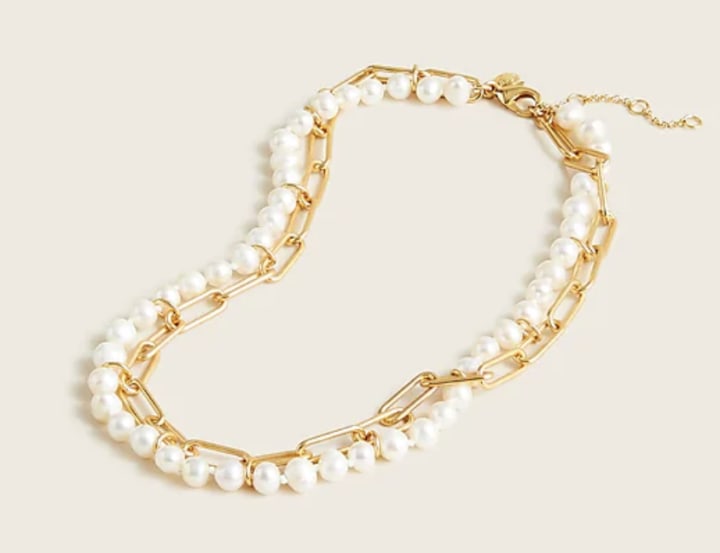 Pearl-and-Chain Short Necklace