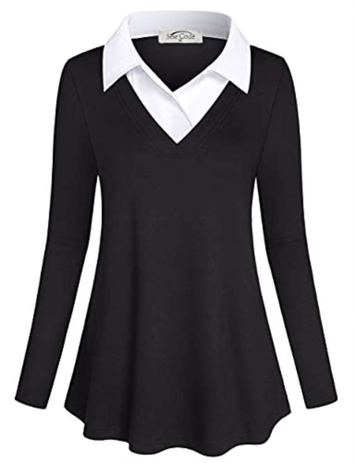 SeSe Code Contrast Collar Tunic