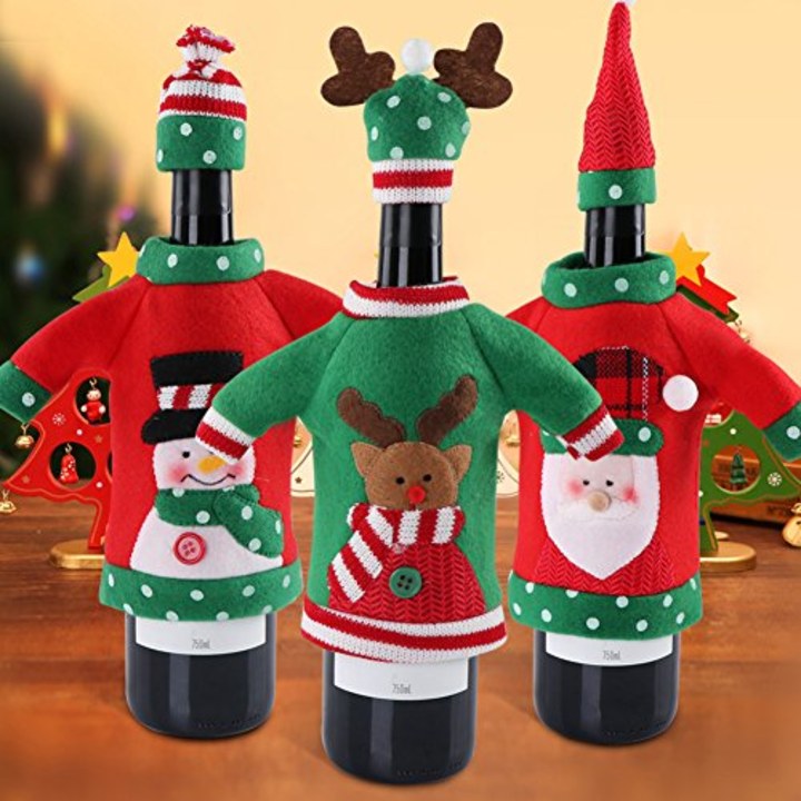 PartyTalk 3-Piece Ugly Christmas Sweater for Wine