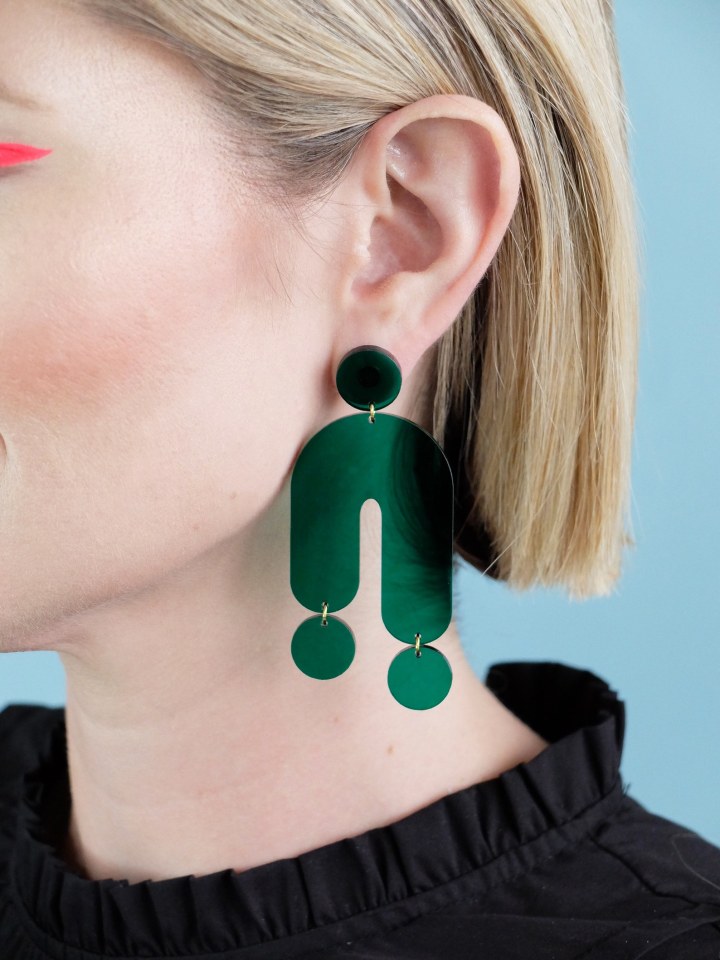 Emerald "The Trip" Modern Acrylic Earrings
