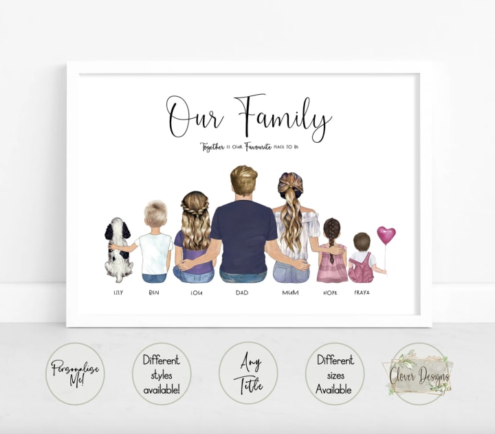 CloverDesignsStore Personalised Family Print