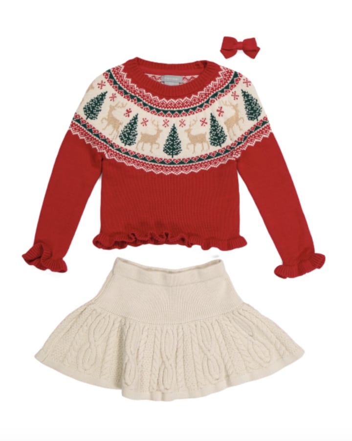 Two-Piece Holiday Sweater Skirt Set