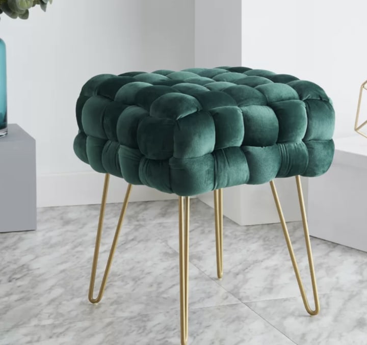 Fleming 15-Inch Wide Velvet Tufted Square Cocktail Ottoman