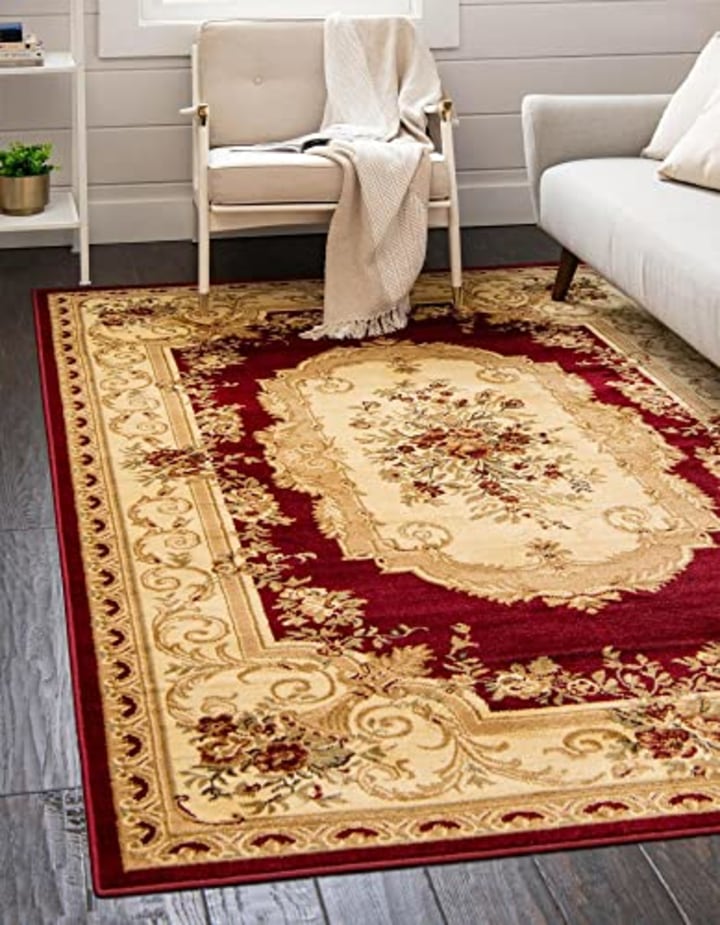 Unique Loom Versailles Collection Traditional Classic Floral Motif Area Rug (2&#039; 2 x 3&#039; 0 Rectangular, Burgundy/ Ivory)