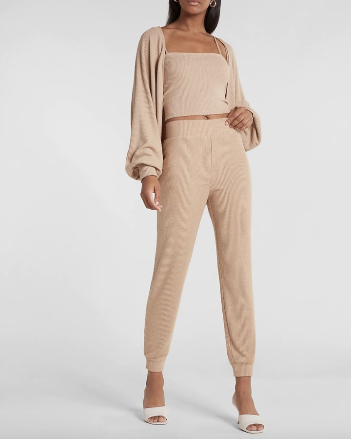 Super High Waisted Cozy Ribbed Joggers