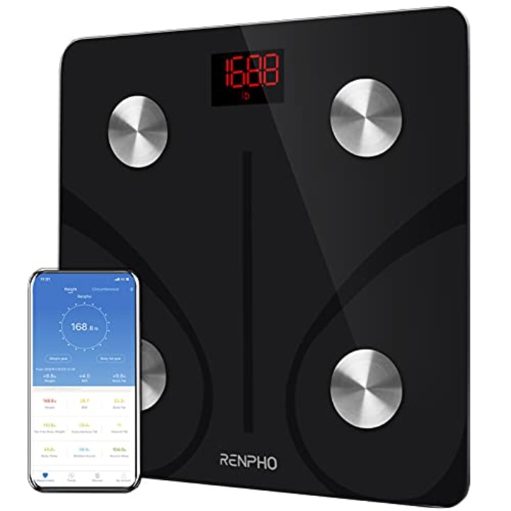 RENPHO Body Fat Scale Smart BMI Scale Digital Bathroom Wireless Weight Scale, Body Composition Analyzer with Smartphone App sync with Bluetooth, 396 lbs - Black