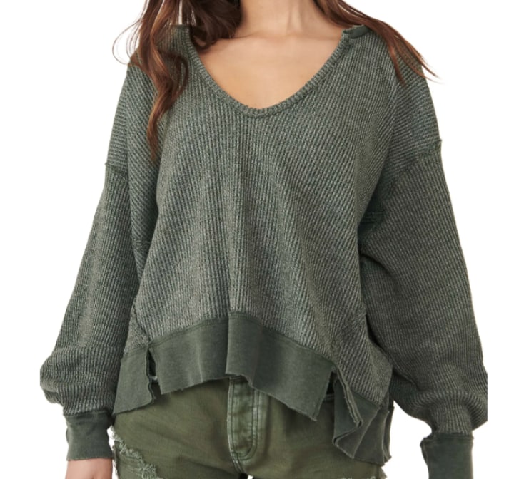 Free People Buttercup Thermal Knit Oversized Top