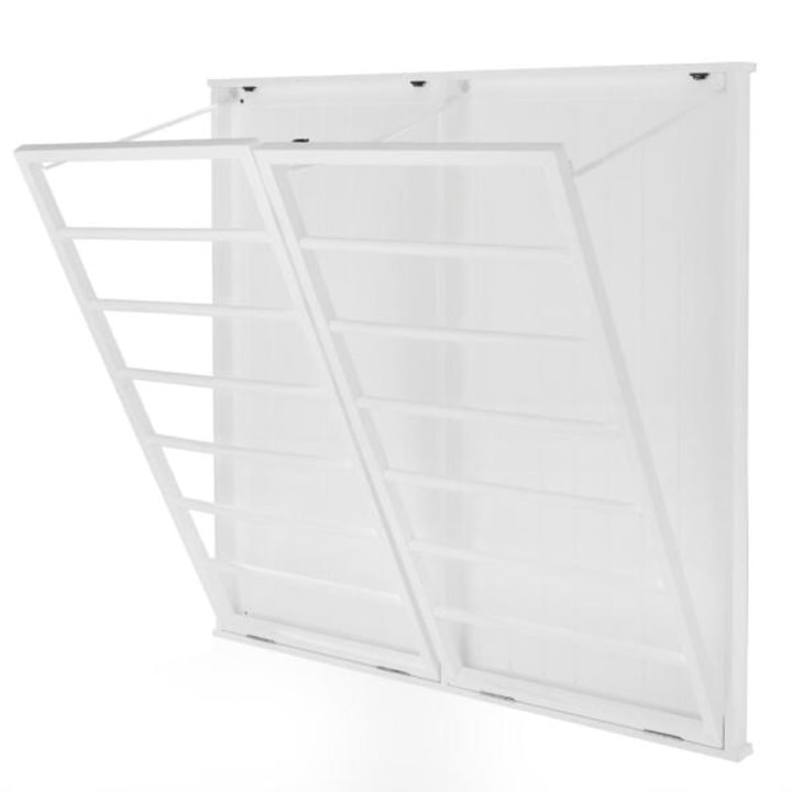 42 in. H x 44 in. W x 2 in. D White Wood Collapsible Laundry Wall Rack
