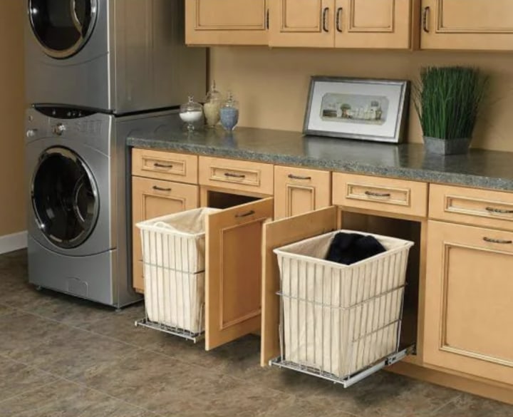 Wire Pullout Cabinet Laundry Hamper Basket Chrome