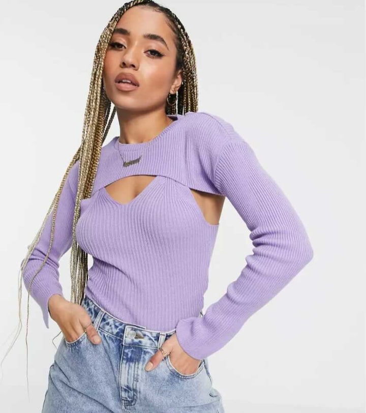 Knitted Cami with Cropped Sweater in Lilac